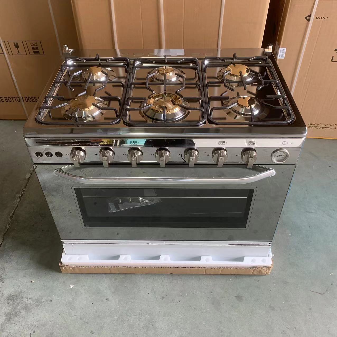 Commercial Kitchen Broiler - 6-pits fornuis oven 220V vrijstaand roestvrij