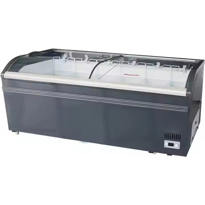 Commercial Chest Freezer - Commerciële glazen schuifdeurkast met gebogen bovenkant,