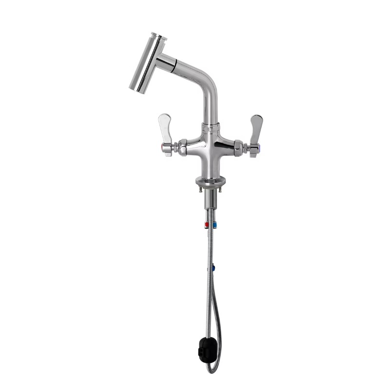 Commercial Quality Kitchen Faucet - Hoge kwaliteit dubbelgreeps aanrechtmodel verchroomde commerciële